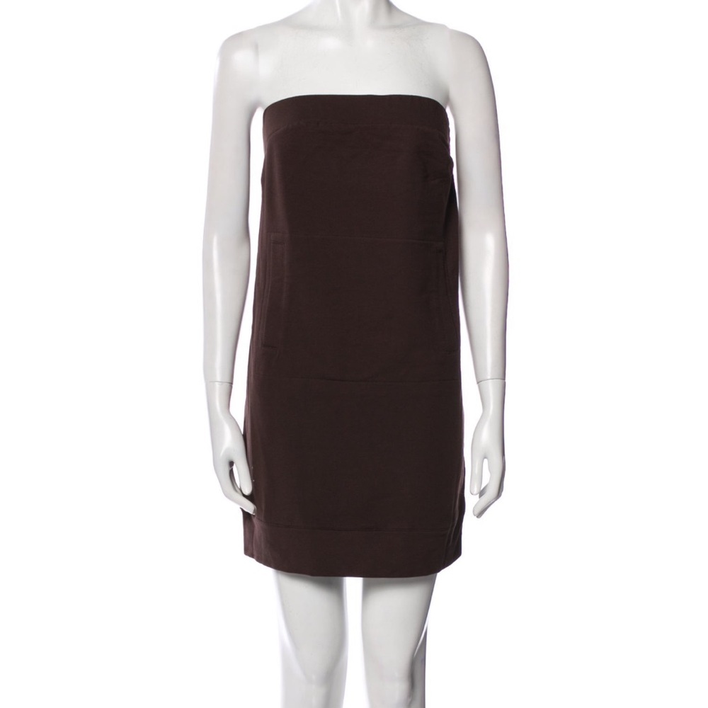 Norma Kamali Strapless Brown Dress